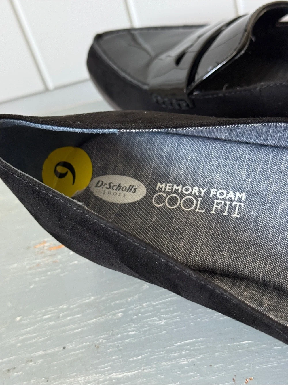 Dr. Scholl's Black Suede and Patent Leather Penny Loafers Size 9